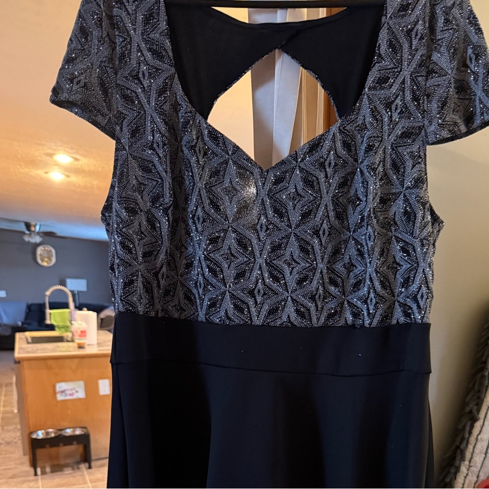 Deb Black and Silver Backless Dress